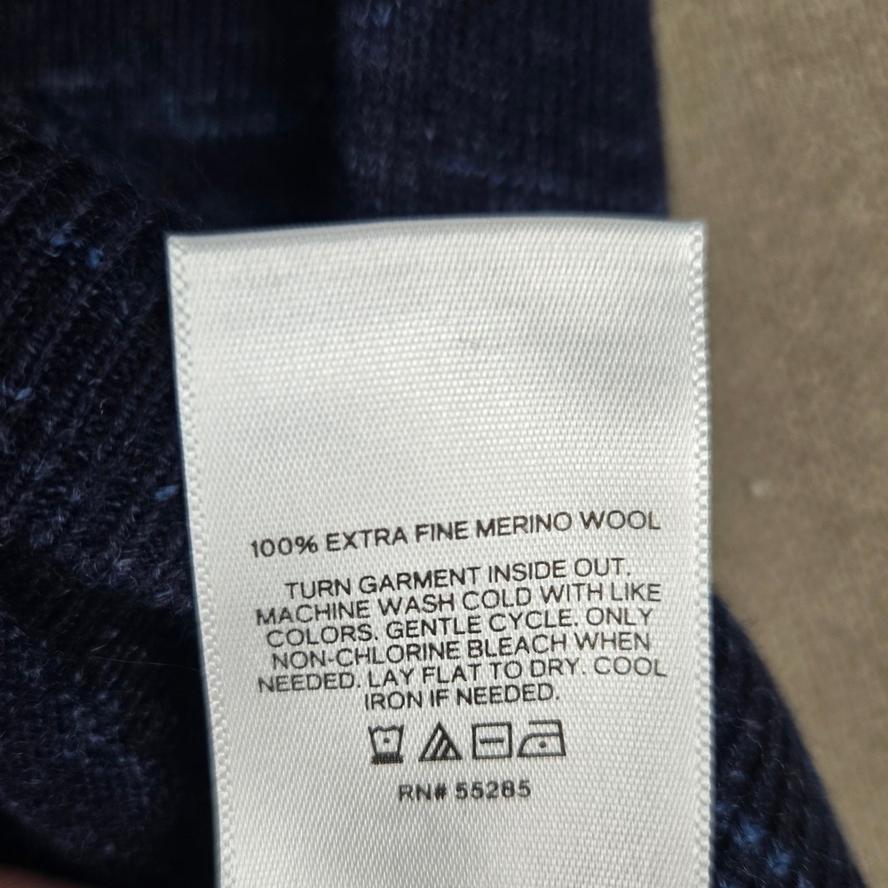 Express Mens Blue Space Dye 100% Extra Fine Merino Wool Crewneck Sweater Medium - Picture 4 of 7
